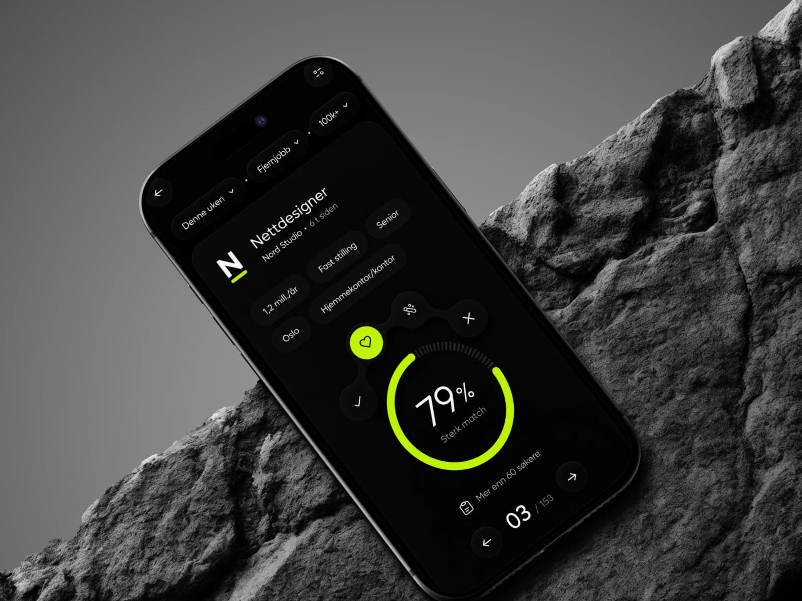 Mobilapp for jobbsøk med treffprosent og relevante stillinger