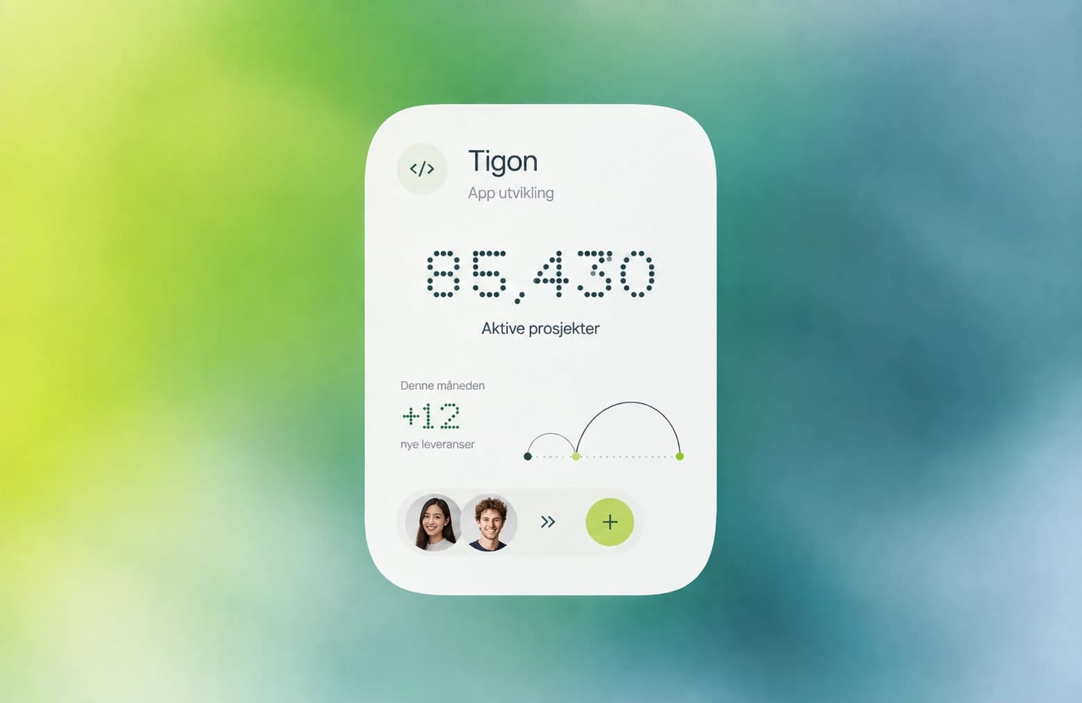 Moderne prosjektoversikt i en lys Tigon-app