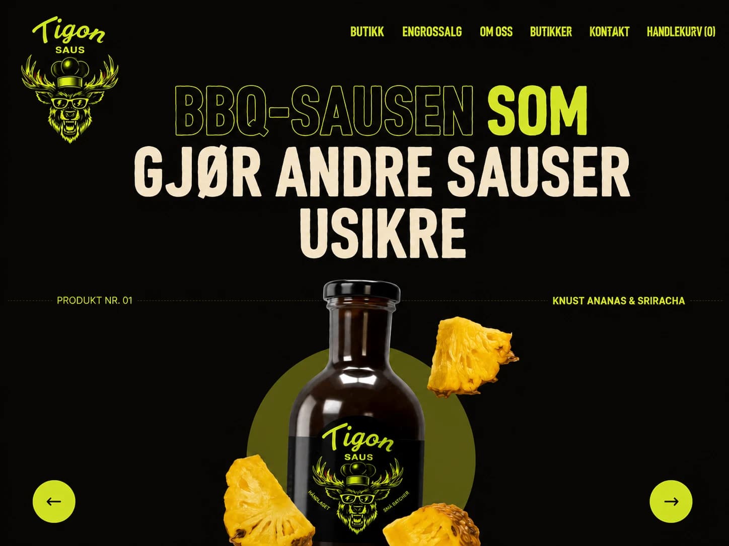Produktpresentasjon for et Tigon sauskonsept