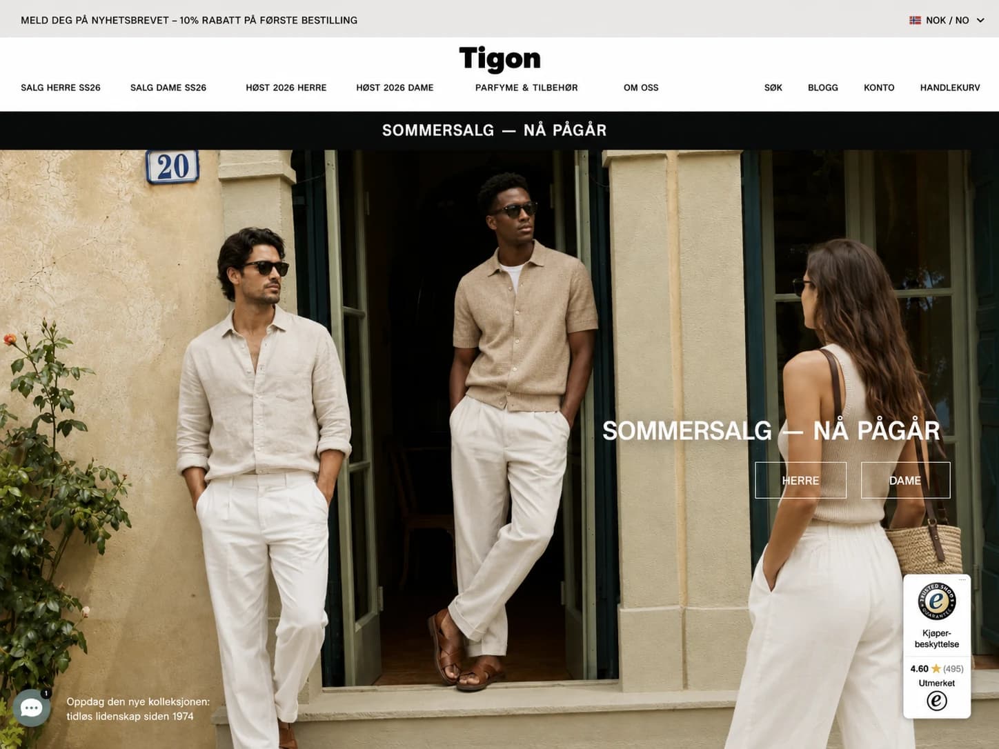Tigon sommerkolleksjon presentert i en redaksjonell nettbutikk
